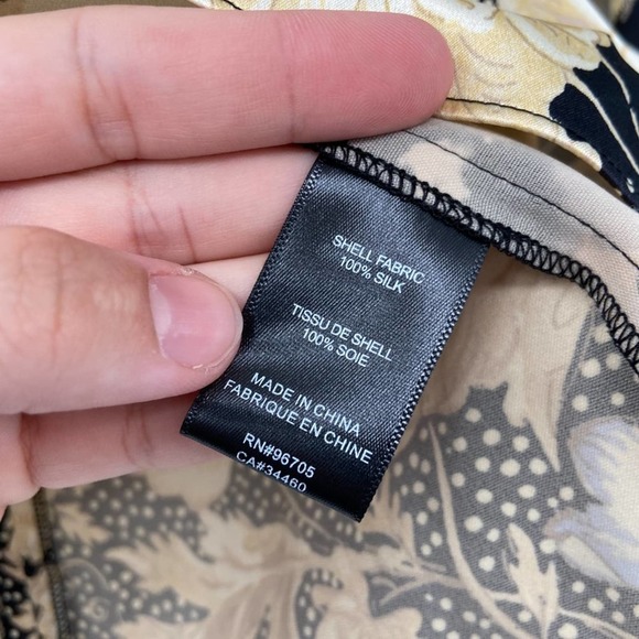 Rebecca Taylor Floral Contrast Silk Tie Blouse - Picture 6 of 7